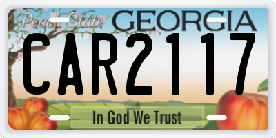 GA license plate CAR2117