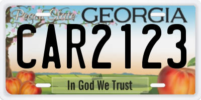 GA license plate CAR2123
