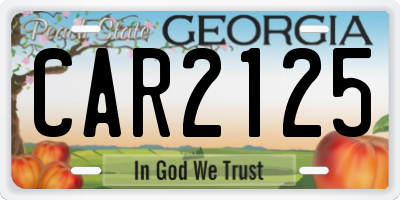 GA license plate CAR2125