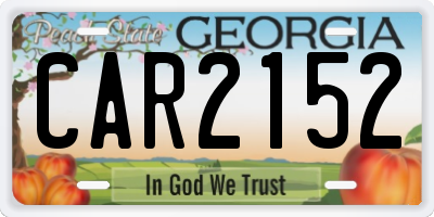 GA license plate CAR2152
