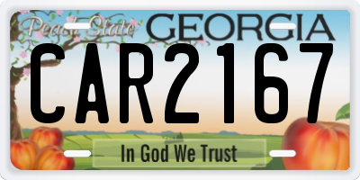GA license plate CAR2167