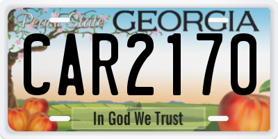 GA license plate CAR2170