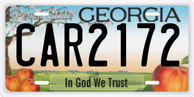 GA license plate CAR2172
