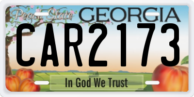 GA license plate CAR2173