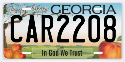 GA license plate CAR2208