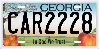 GA license plate CAR2228