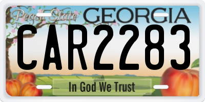 GA license plate CAR2283