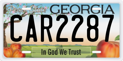 GA license plate CAR2287