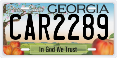 GA license plate CAR2289