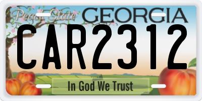 GA license plate CAR2312