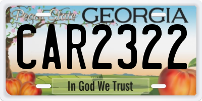 GA license plate CAR2322