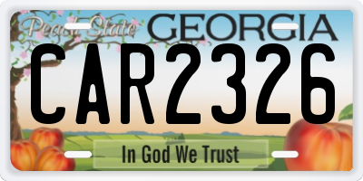 GA license plate CAR2326
