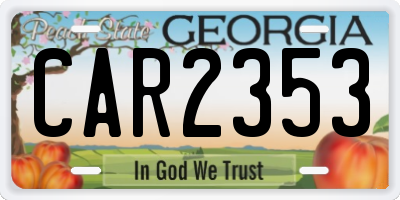 GA license plate CAR2353