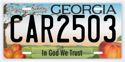 GA license plate CAR2503
