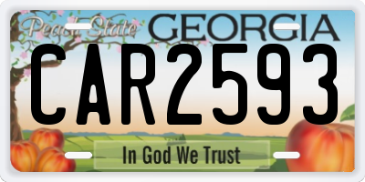 GA license plate CAR2593