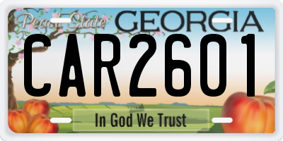 GA license plate CAR2601