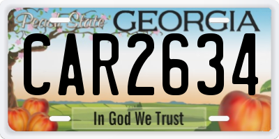 GA license plate CAR2634