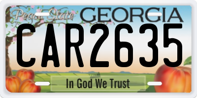 GA license plate CAR2635