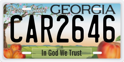 GA license plate CAR2646