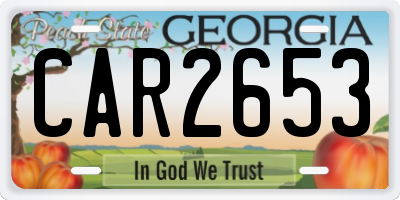 GA license plate CAR2653
