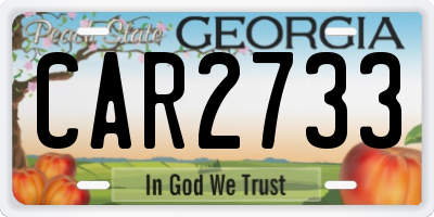GA license plate CAR2733