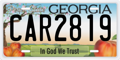 GA license plate CAR2819