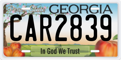 GA license plate CAR2839