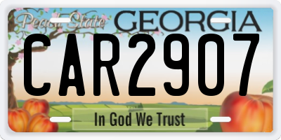GA license plate CAR2907