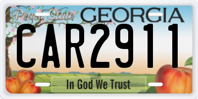GA license plate CAR2911