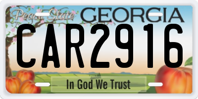 GA license plate CAR2916