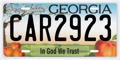 GA license plate CAR2923