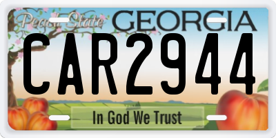 GA license plate CAR2944