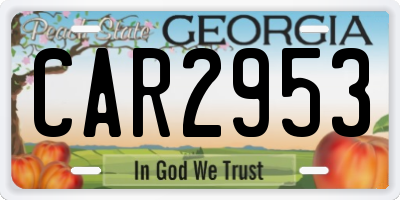 GA license plate CAR2953