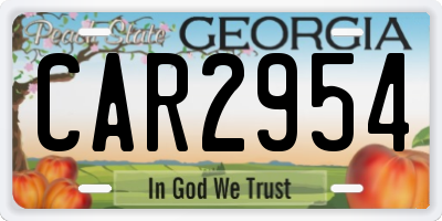 GA license plate CAR2954
