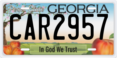 GA license plate CAR2957