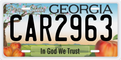 GA license plate CAR2963