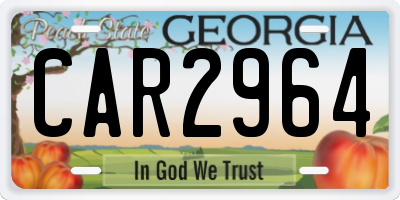 GA license plate CAR2964