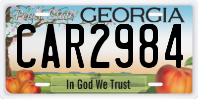 GA license plate CAR2984