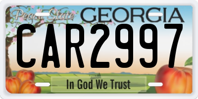 GA license plate CAR2997