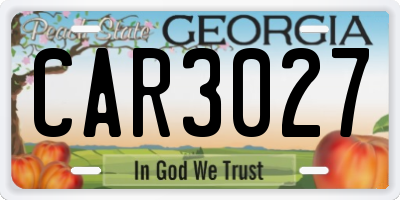 GA license plate CAR3027