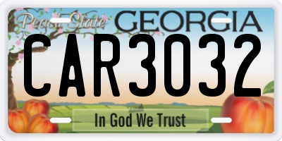 GA license plate CAR3032