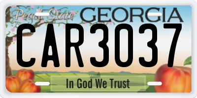 GA license plate CAR3037