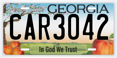 GA license plate CAR3042