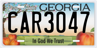 GA license plate CAR3047