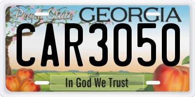 GA license plate CAR3050