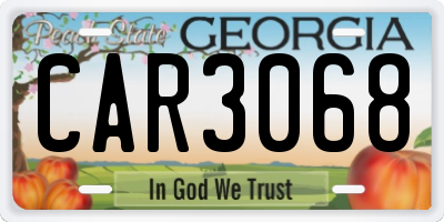 GA license plate CAR3068