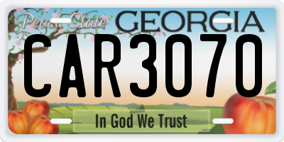 GA license plate CAR3070