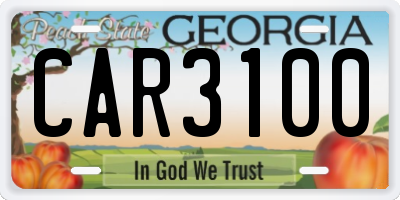 GA license plate CAR3100