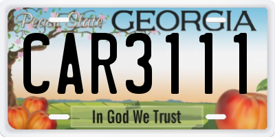 GA license plate CAR3111