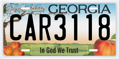 GA license plate CAR3118